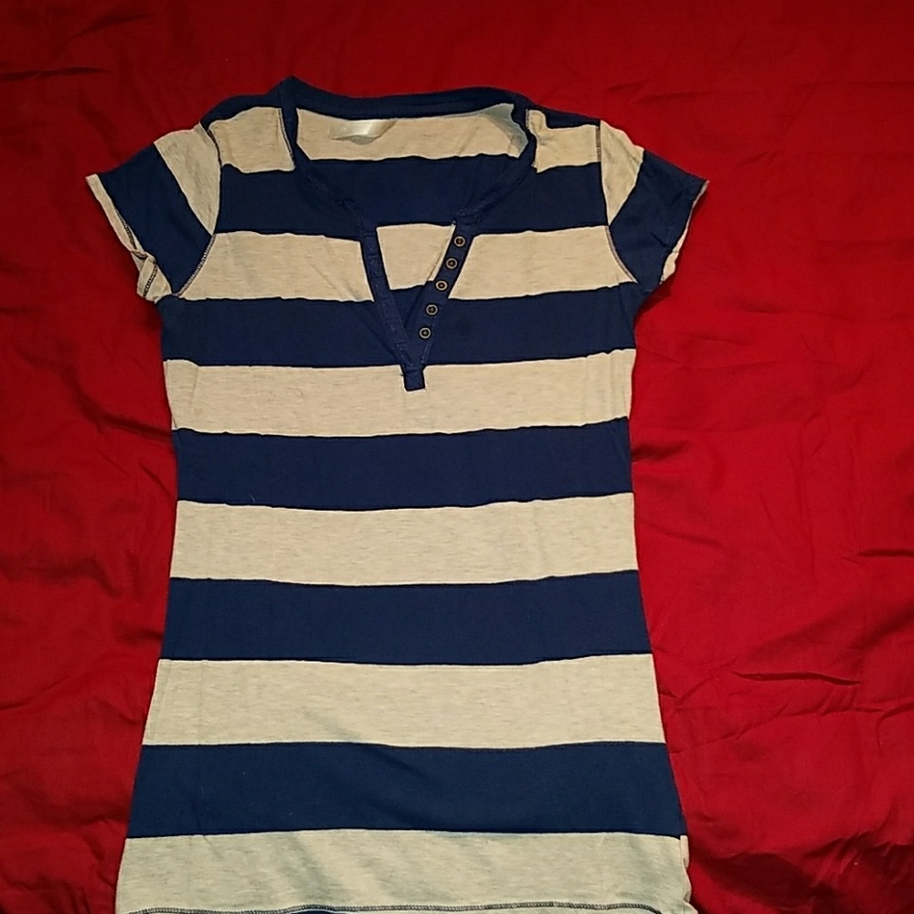 Navy blue stripe shirt